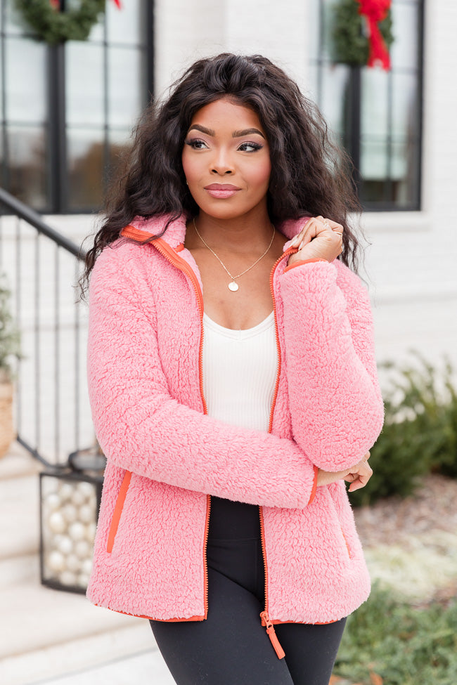 Pink sherpa coat hotsell