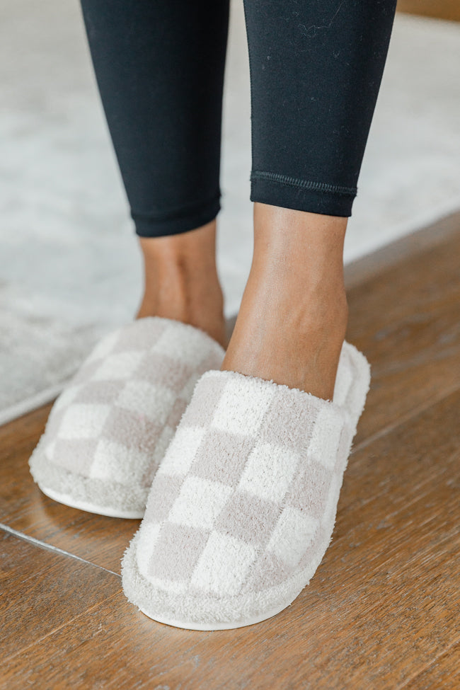 Neutral Checkered Slippers DOORBUSTER