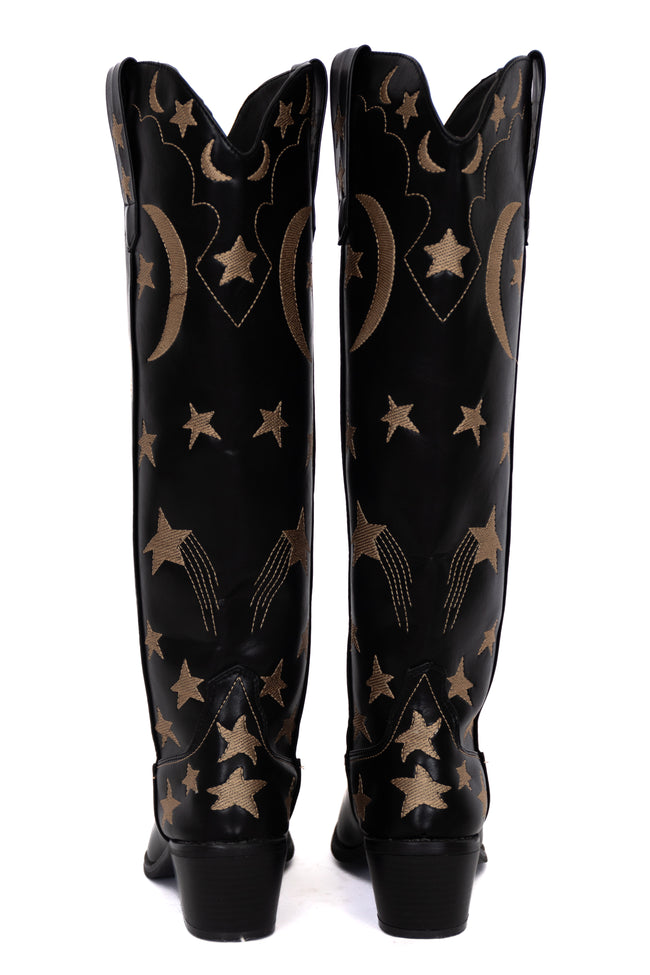 Luna Black Star and Moon Western Boots