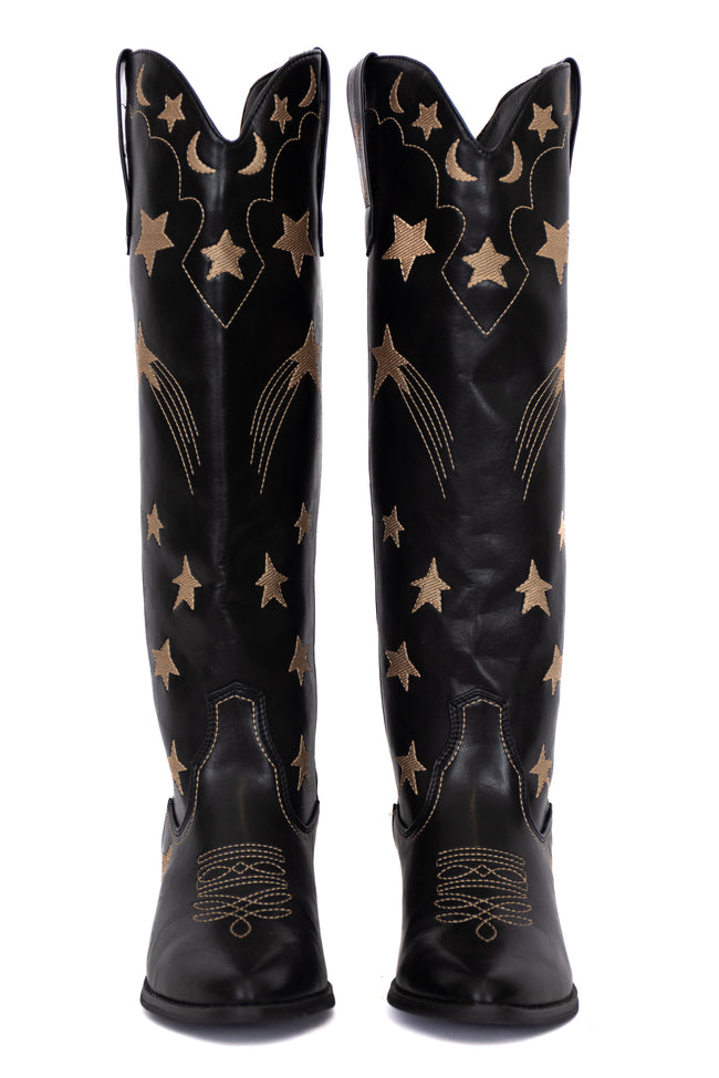 Luna Black Star and Moon Western Boots