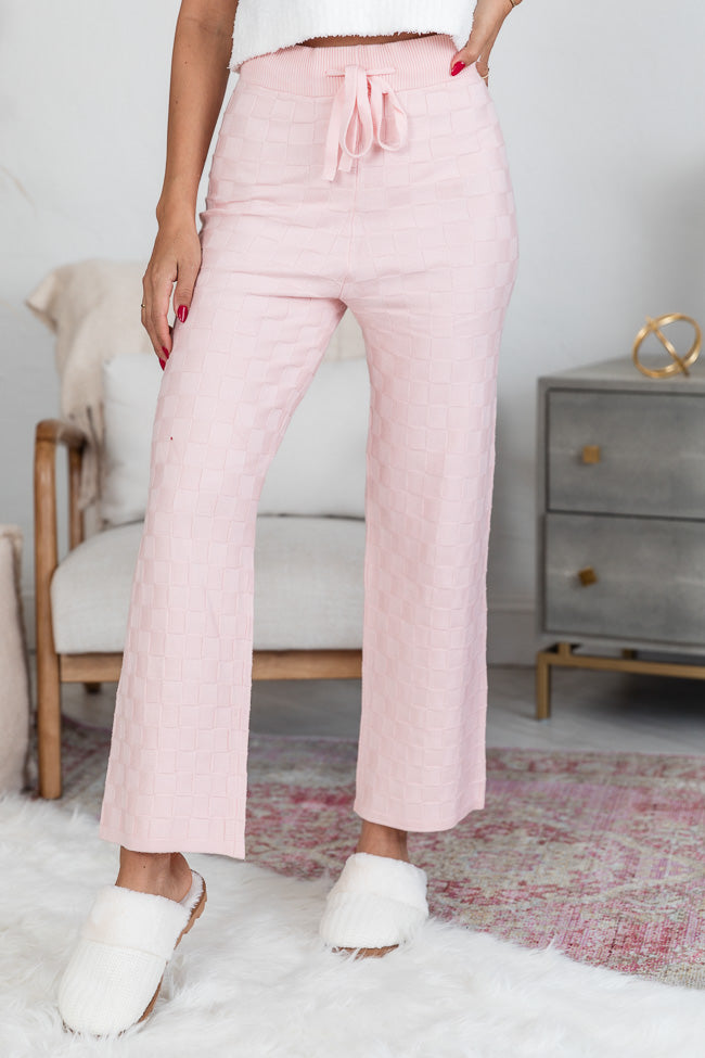 One Thing At A Time Pink Textured Checkered Lounge Pant