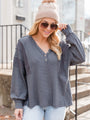 Can't Lose Charcoal Waffle Henley Top FINAL SALE