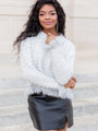 Sip Of Champagne Silver Tinsel Striped Sweater FINAL SALE