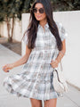 At First Sight Dark Sage Multi Plaid Mini Dress FINAL SALE