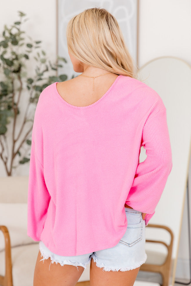 All That You Need Pink Oversized Brushed Rib Top