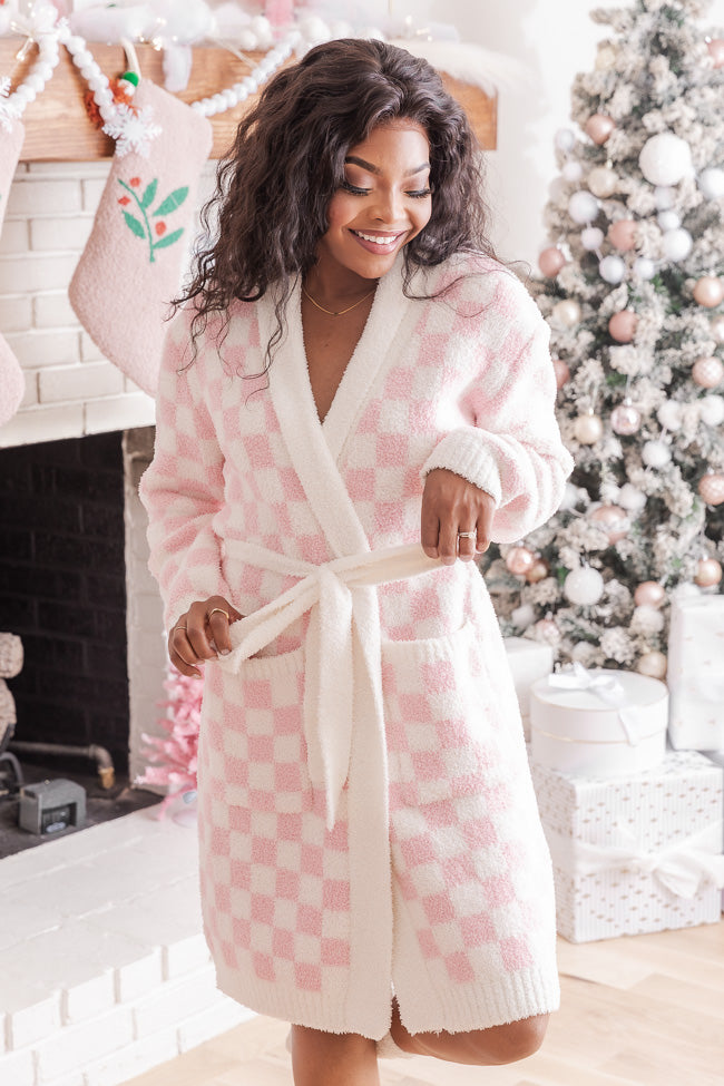Relax and Unwind Pink Mini Checkered Robe