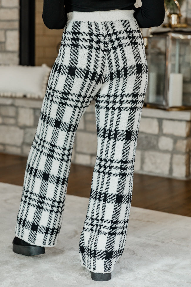 Movies and Chill Fuzzy Black and White Plaid Lounge Pants DOORBUSTER