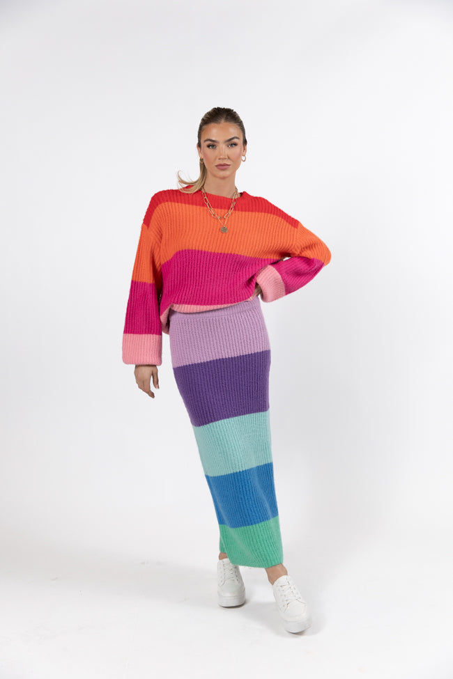 Coming Together Multi Color Striped Skirt