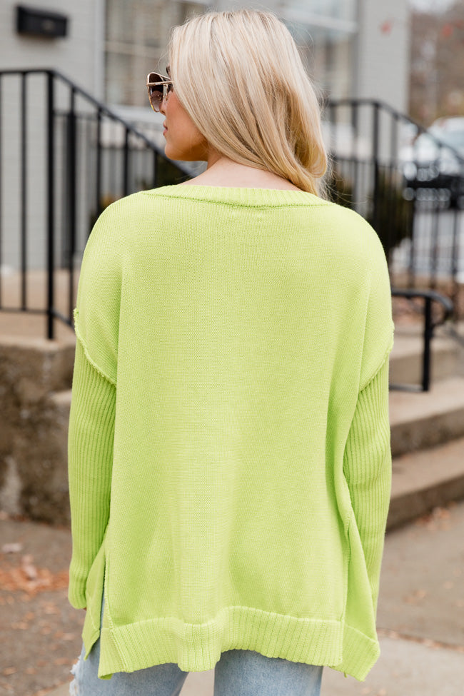 Bold Dreams Lime Oversized V-Neck Sweater