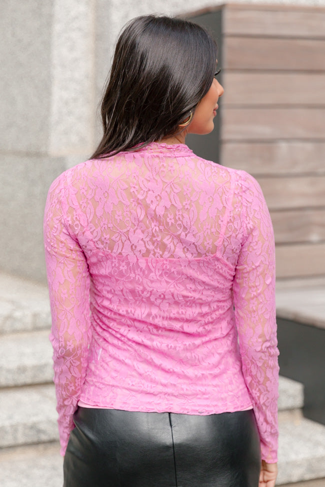 Just What I Needed Pink Lace Turtleneck Layering Top FINAL SALE