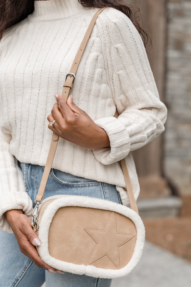 Sherpa and Suede Star Crossbody