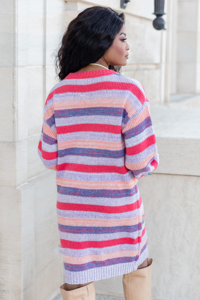 Wait Here Multi Color Striped Sweater Dress