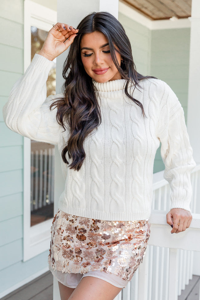 A Small Favor Cream Cable Knit Turtleneck Sweater FINAL SALE