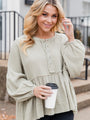 Escaping Reality Olive Oversized Henley Blouse