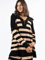 Pulling Heartstrings Black And Tan Striped Quarter Zip Pullover