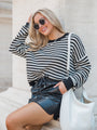 Midnight Dreams Black and White Striped Sweater