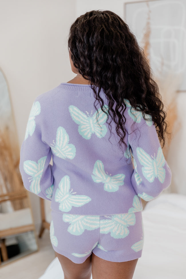 Beautiful Dreams Purple and Blue Butterfly Printed Two-Piece Lounge Set