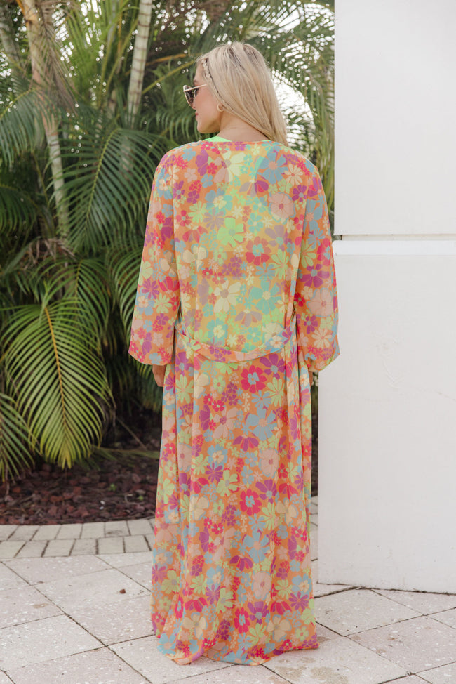Eyes On Paradise in Fiji Floral Multi Floral Belted Kimono Cover Up