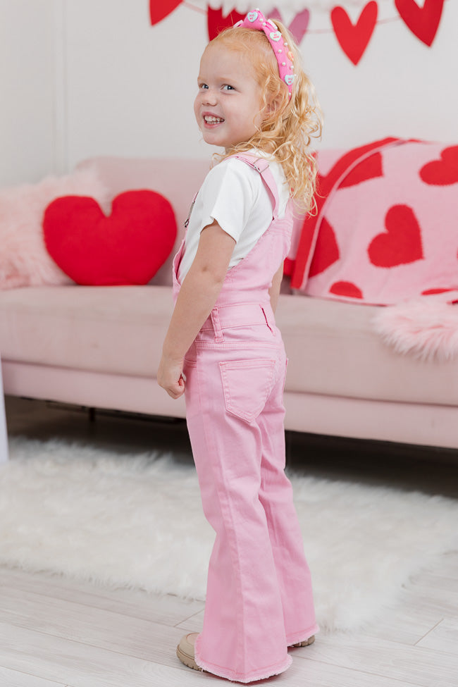 My Baby Loves Me Girls Pink Flare Overalls FINAL SALE