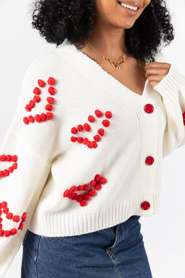 Better Together Ivory Heart Embroidered Cardigan - Coming Soon