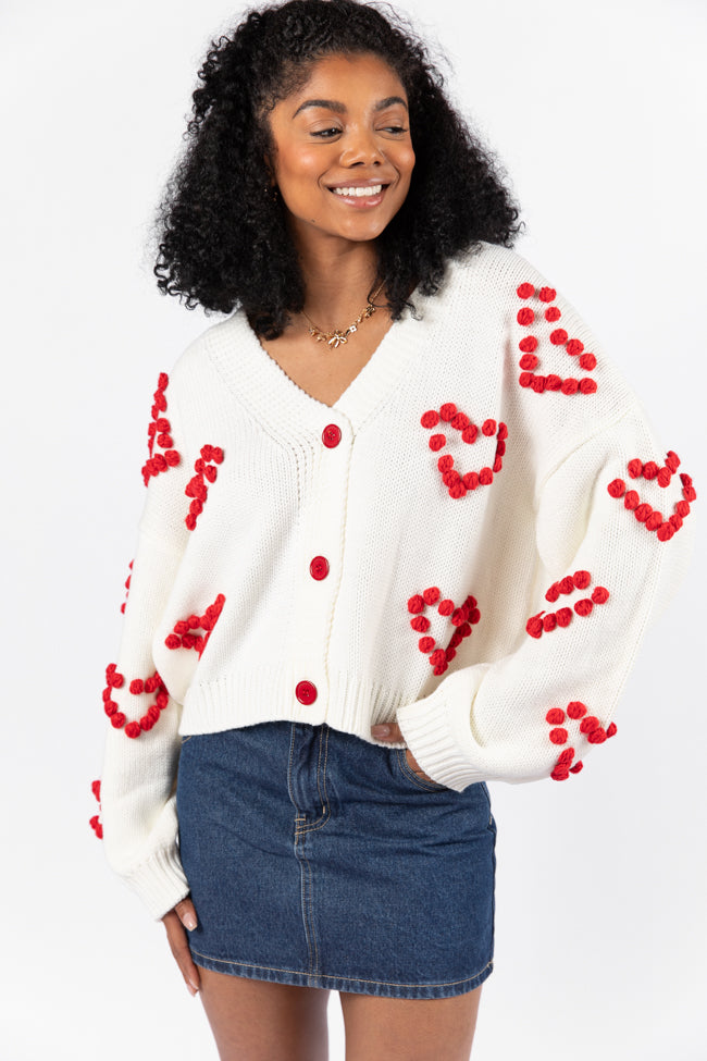 Better Together Ivory Heart Embroidered Cardigan - Coming Soon