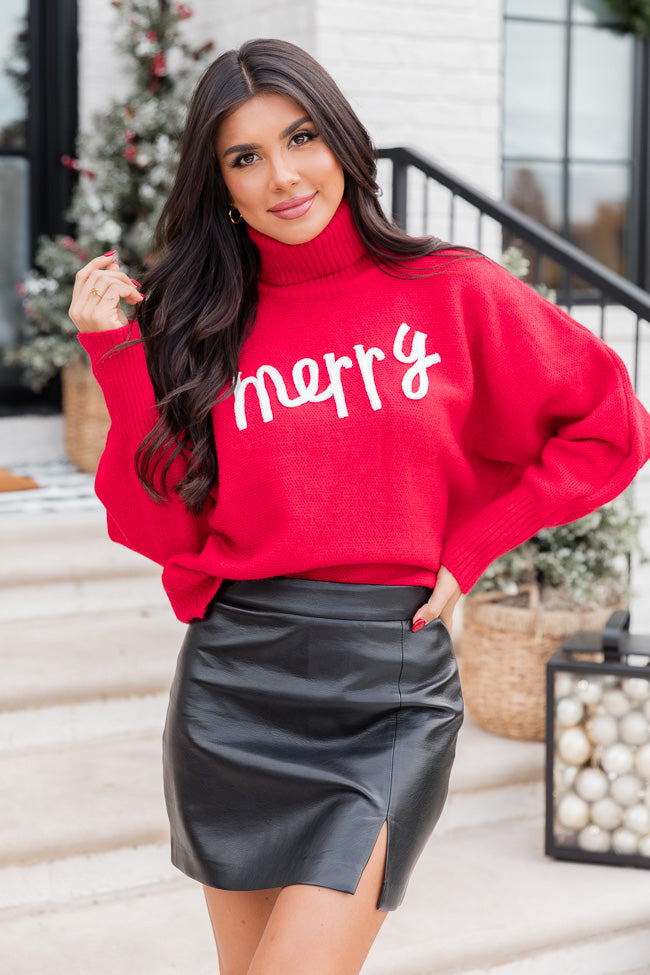 Merry Red Turtleneck Sweater