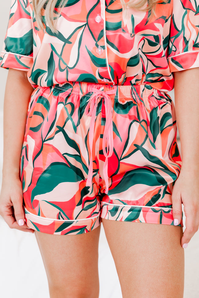 Slumber Party in Tropical Wonder Silk Pajama Shorts