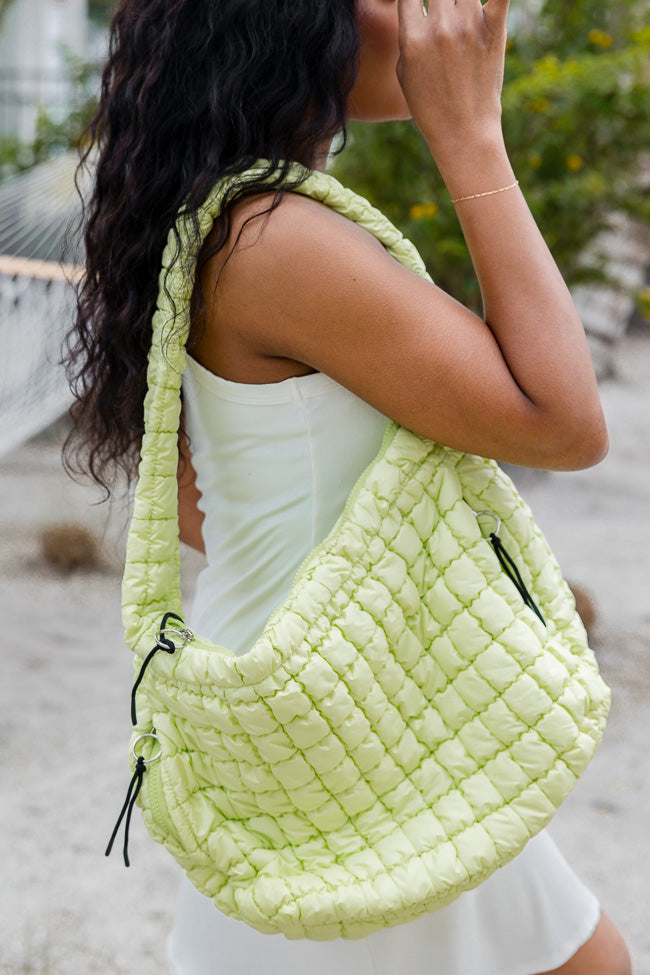 Lime Green Quilted Carry-All Bag