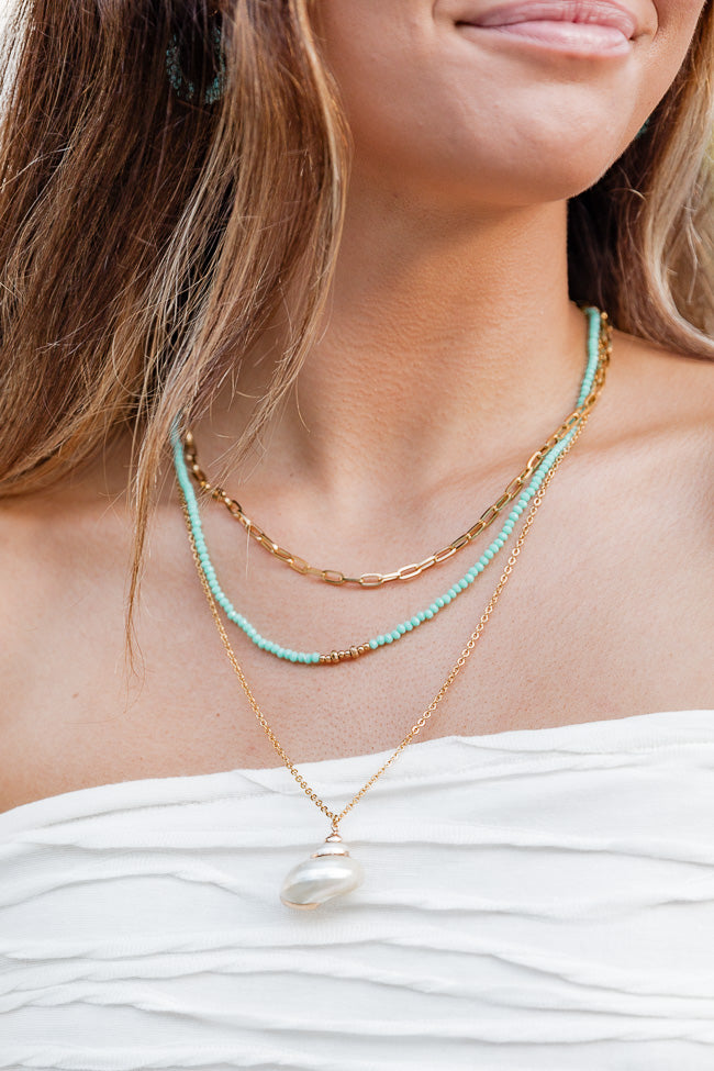 Layered Turquoise Necklace with Shell