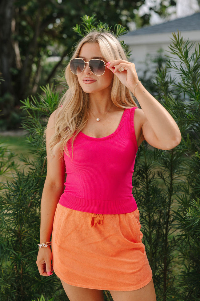 Looking Back Neon Pink Padded Seamless Tank