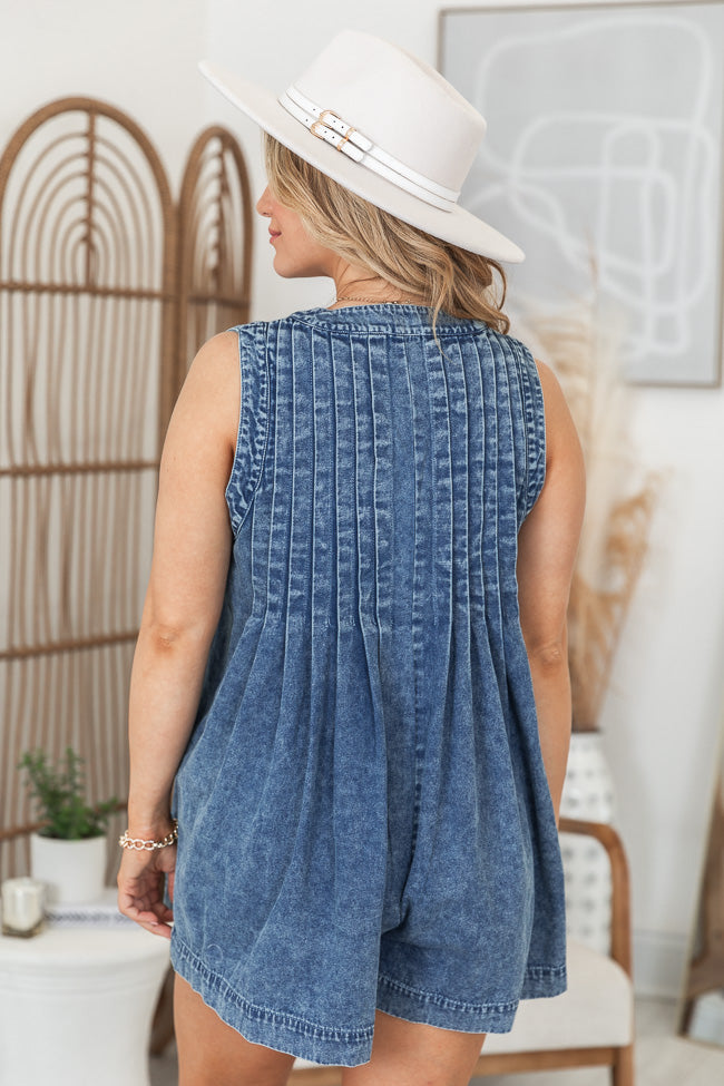 Windows Down Tie Front Chambray Romper