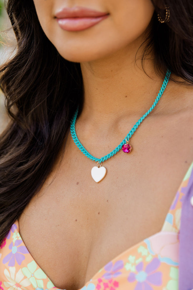 White Heart Turquoise Necklace