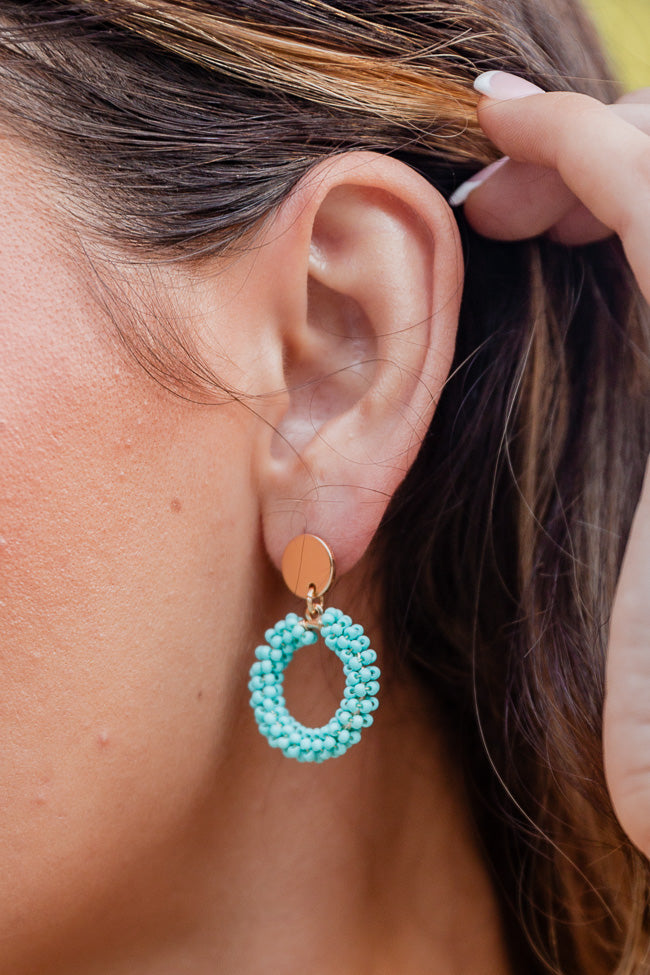 Beaded Turquoise Circle Earrings