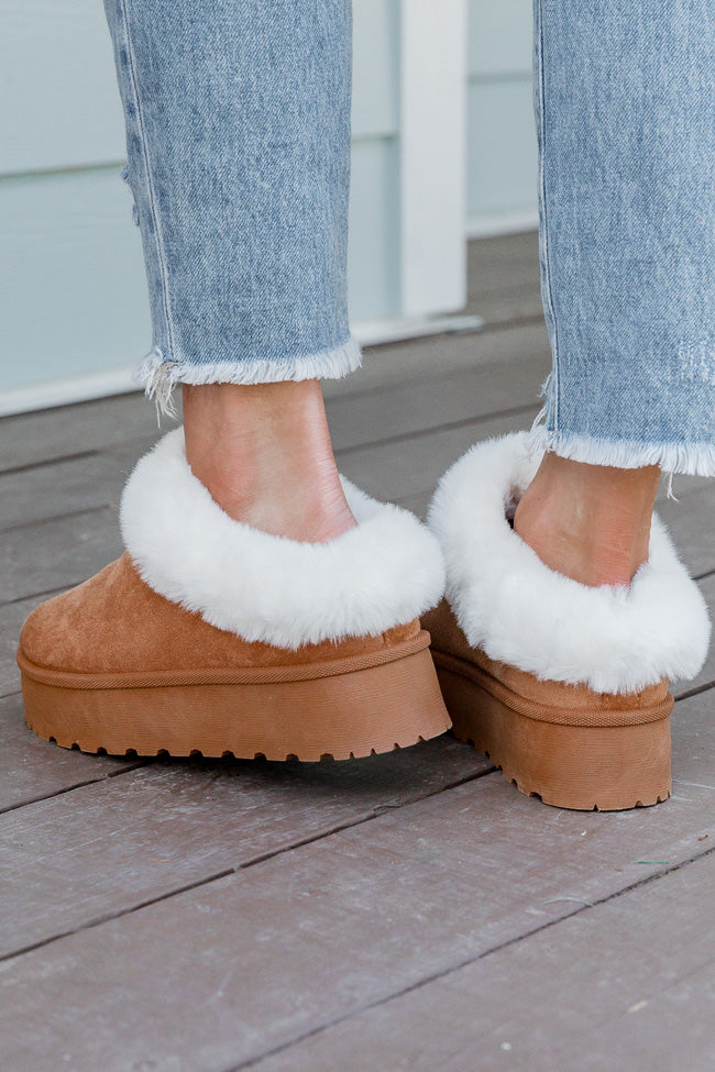 Tan discount fluffy slippers