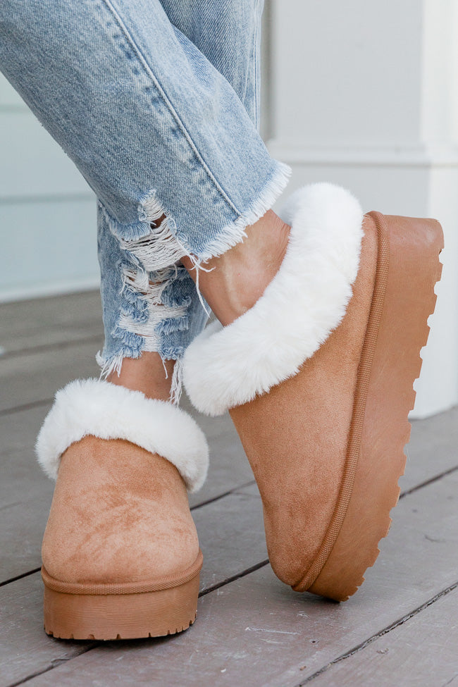 Tan fuzzy deals slippers