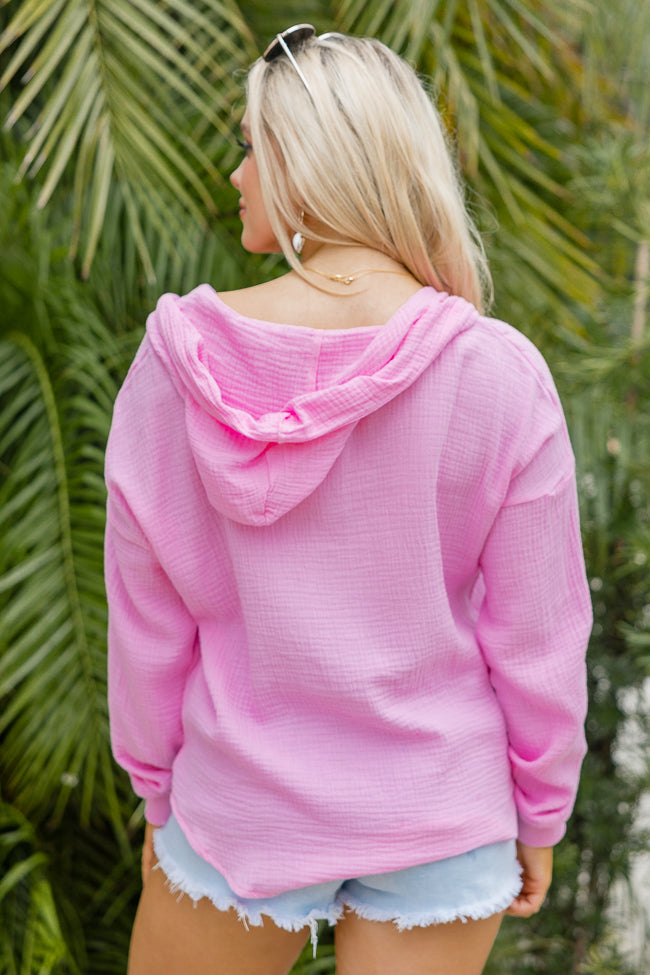 Stay With Me Pink Hooded Gauze Pullover FINAL SALE