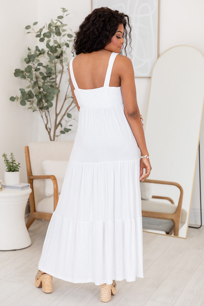 Time For Something White Padded Maxi Dress