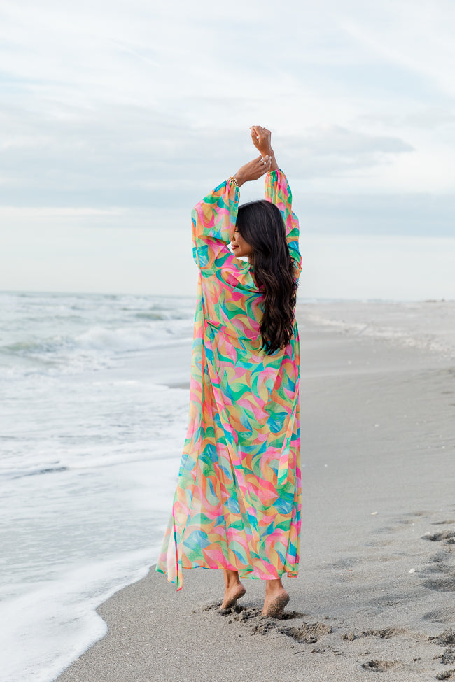 Eyes On Paradise in Kaleidoscope Dreams Belted Kimono Cover Up