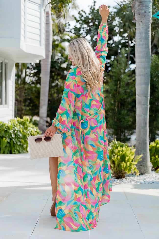 Eyes On Paradise in Kaleidoscope Dreams Belted Kimono Cover Up