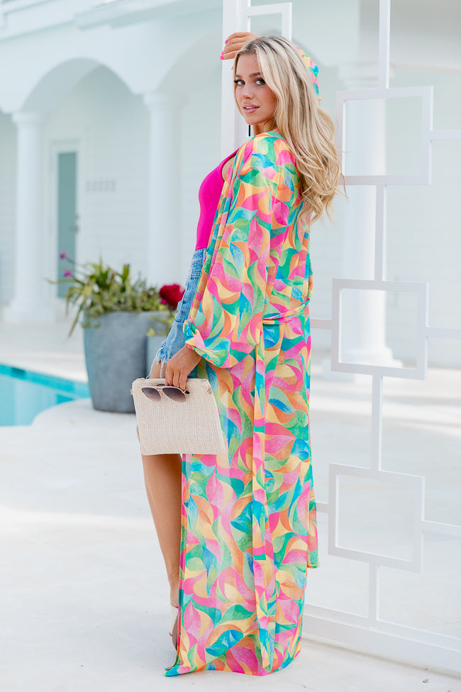 Eyes On Paradise in Kaleidoscope Dreams Belted Kimono Cover Up