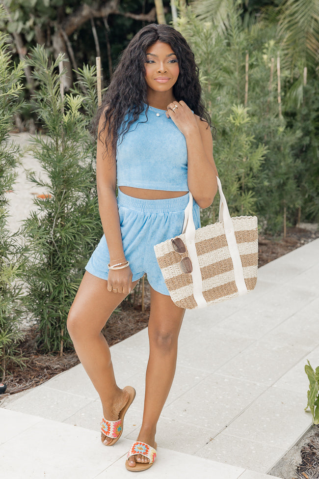 A Leap Of Faith Blue Terrycloth Lounge Shorts