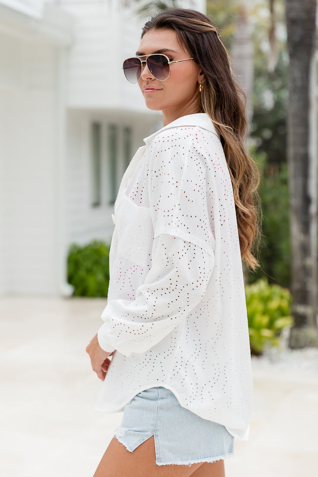 Need A Little More Ivory Knit Eyelet Shacket FINAL SALE