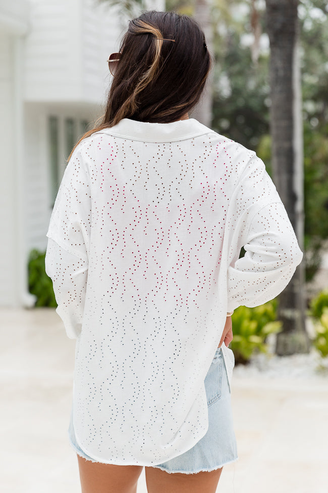 Need A Little More Ivory Knit Eyelet Shacket
