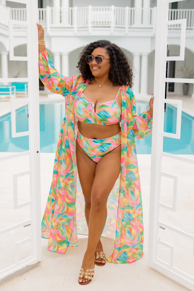 Eyes On Paradise in Kaleidoscope Dreams Belted Kimono Cover Up