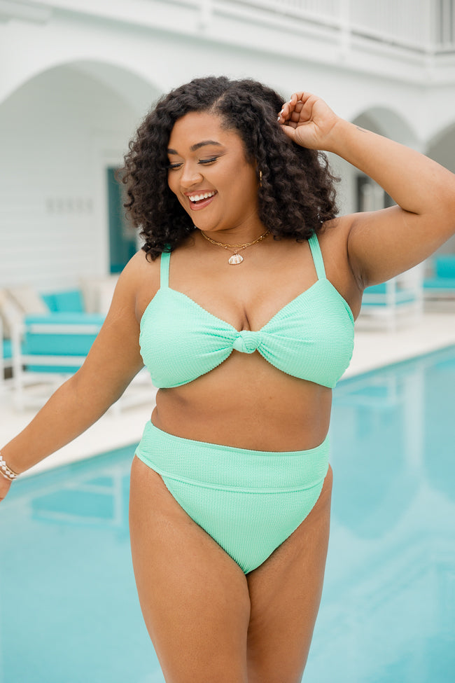 Coastal Kiss Mint High Waisted Bikini Bottoms FINAL SALE