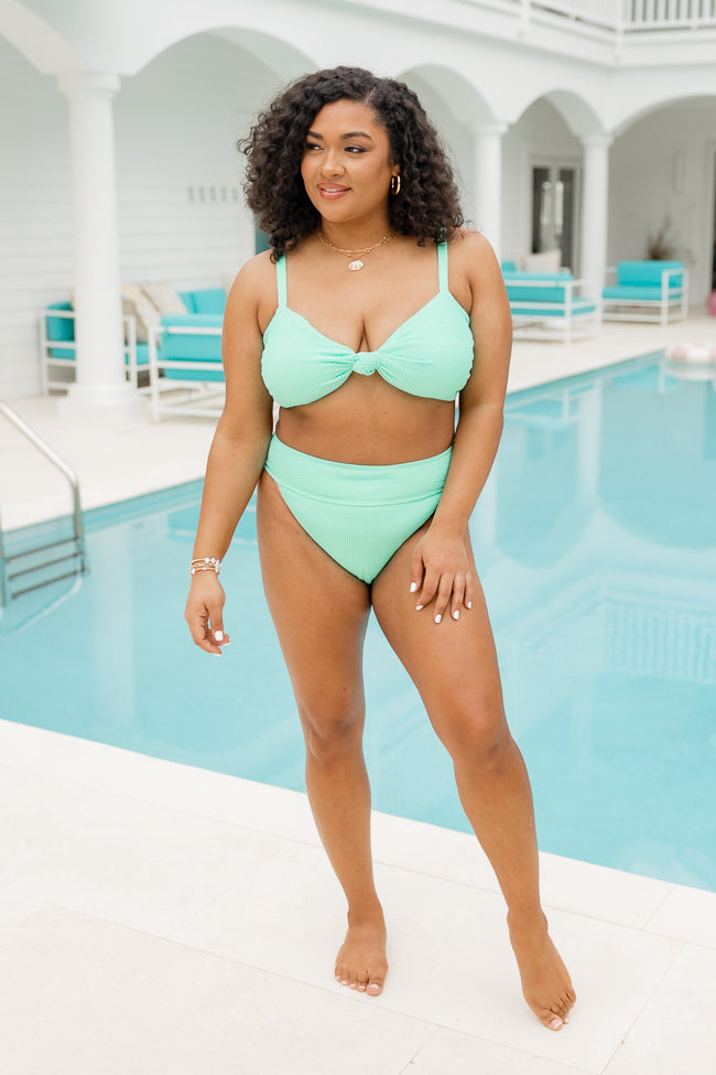 Coastal Kiss Mint High Waisted Bikini Bottoms FINAL SALE