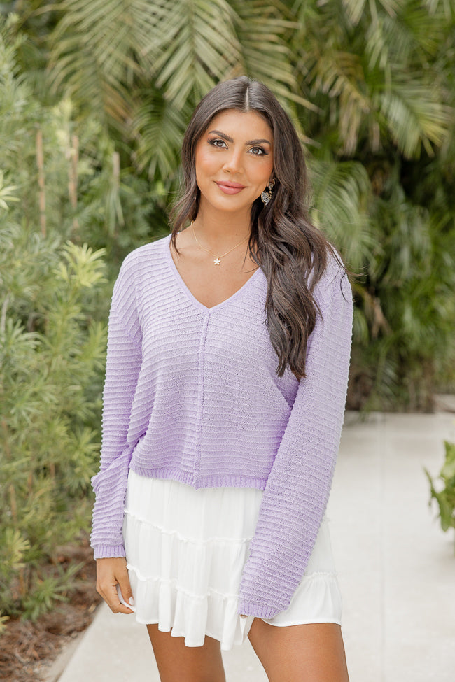 Must Be Fate Lavender V-Neck Sweater