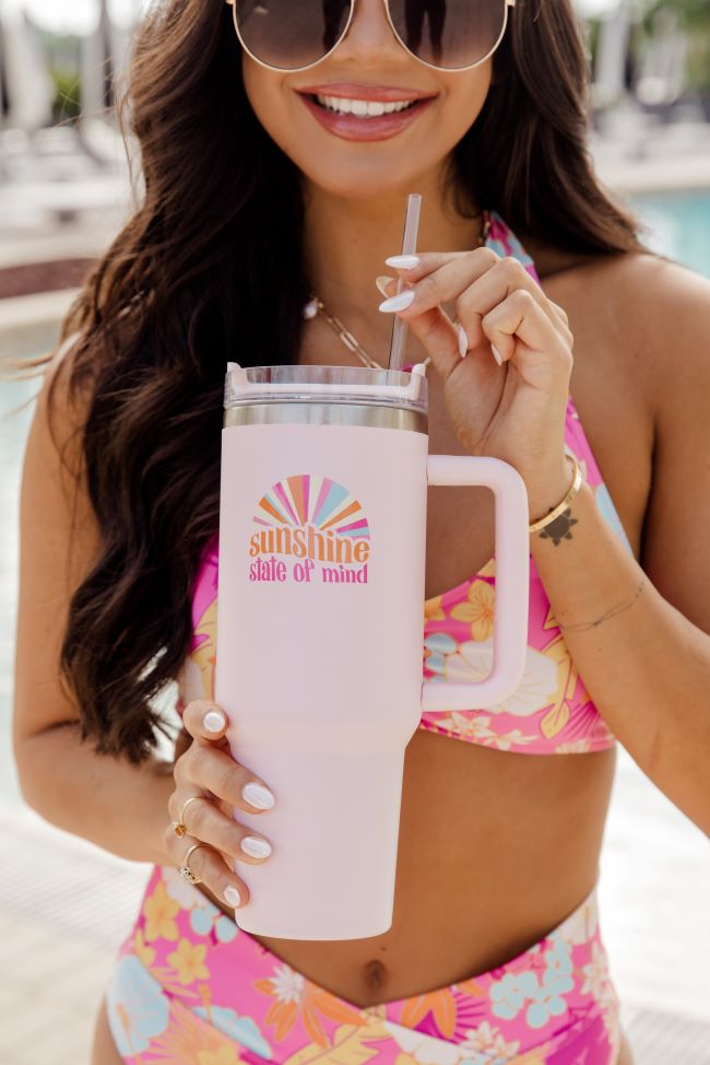 Sippin' Pretty Sunshine State Of Mind 40 oz Drink Tumbler With Lid And Straw