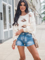 Country Soul Cowboy Hat Sequin Patch Ivory Cropped Sweatshirt