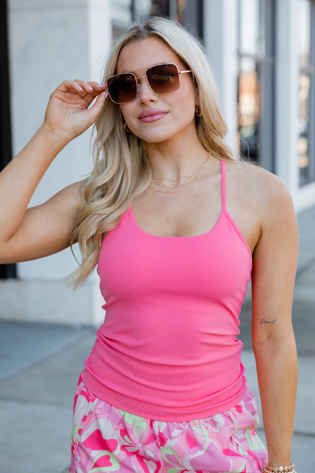 Let's Seize The Day Coral Full Length Racerback Bra Top